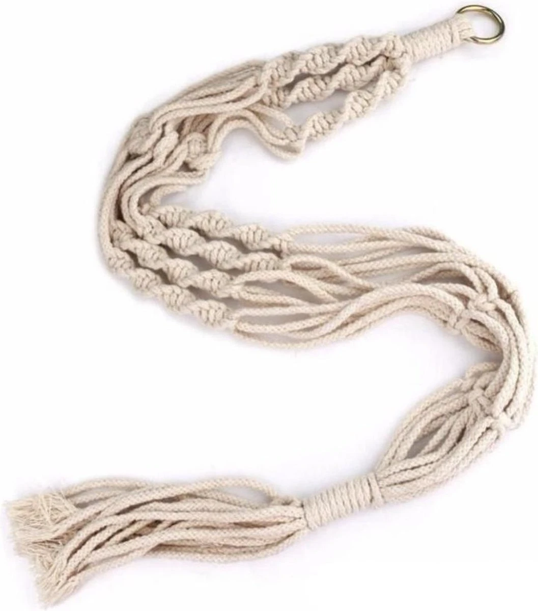 Merkloos Plantenhanger Macramé - Luxe Gevlochten Touw Katoen - 1 Stuk - Plantenpot Ophangen - Planthanger - Afbeelding 2