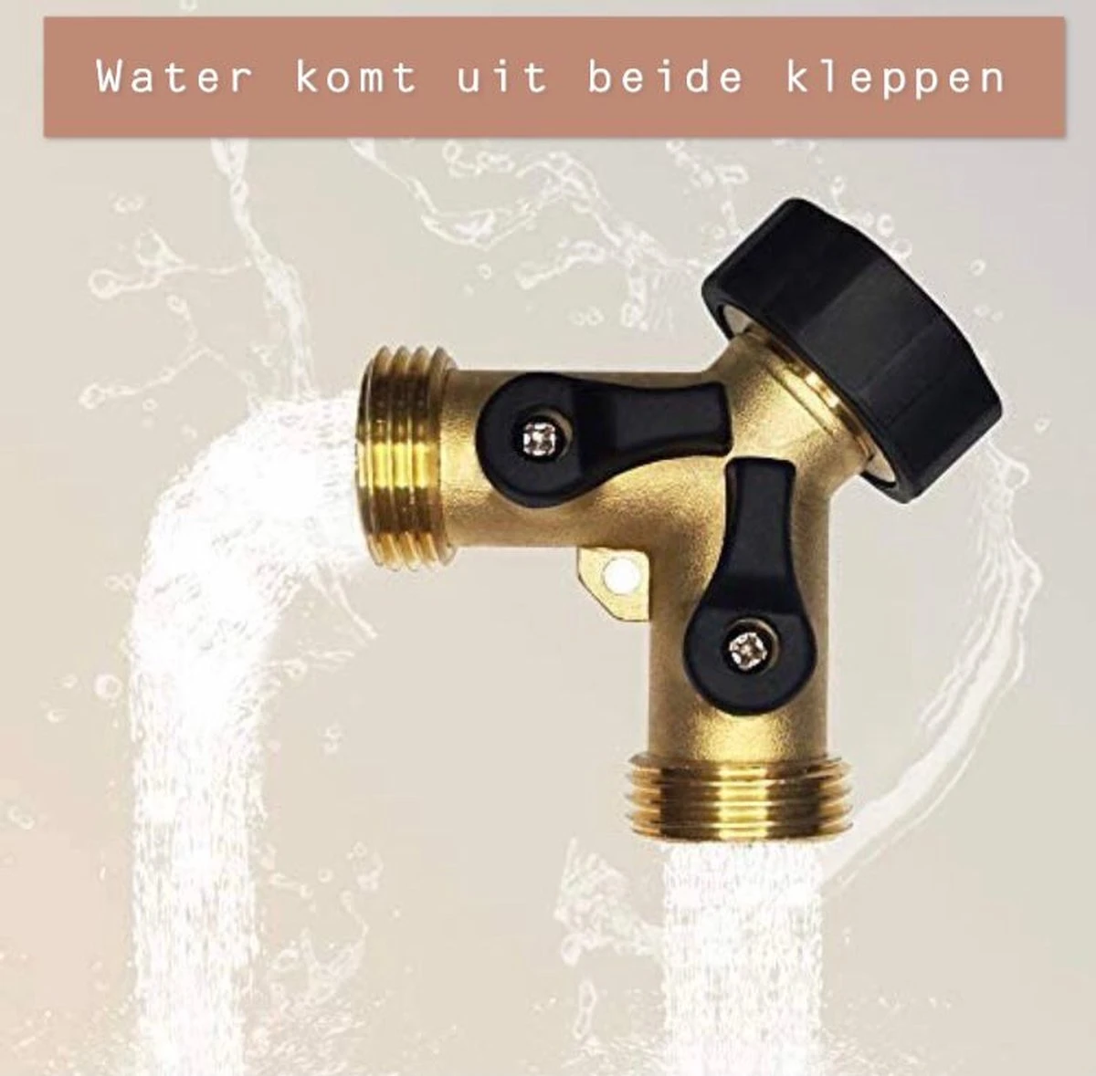 Y Stuk Kraan Splitter – Aanvoer Y Stuk Voor Wasmachine - Waterverdeler - Buitenkraan - Waterverdeler 2 Weg – Messing - - Afbeelding 2