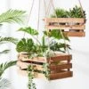 Merkloos Plantenhanger 30x15x15cm | Houten Krat | Handgemaakt | Planten-houder / Hang-plant | Planten Accessoires | Hout |