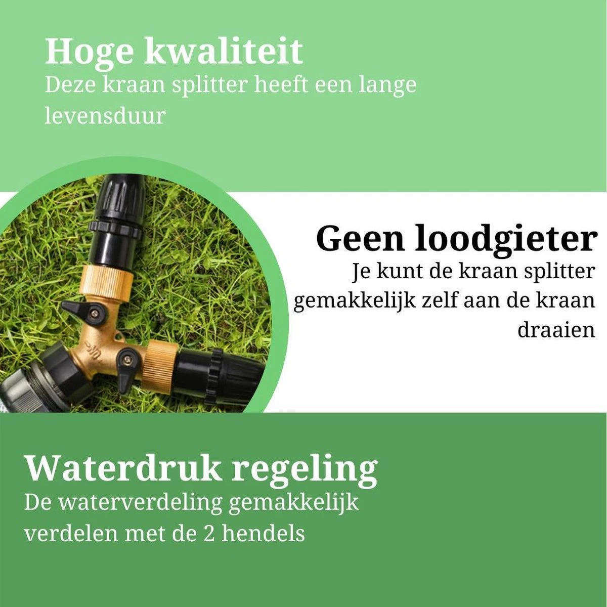 Y Stuk Kraan - Kraan Splitter - Waterverdeler - Buitenkraan - Waterverdeler 2 Weg – Messing - Afzonderlijk Af Te Sluiten - Afbeelding 4
