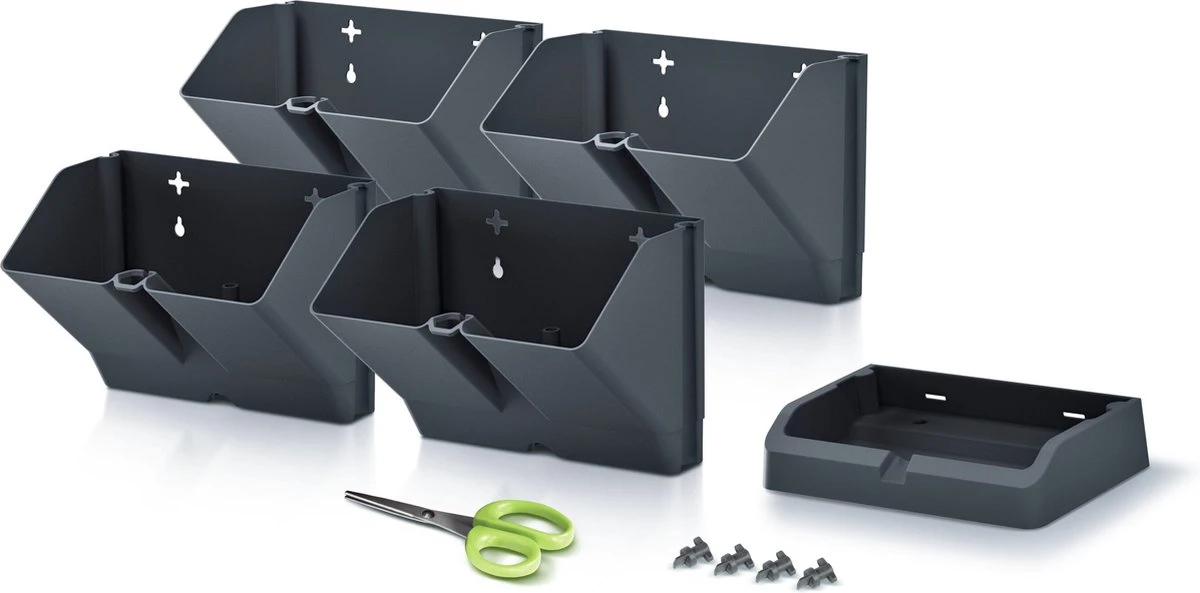 Prosperplast Verticale Kruidentuin Kunststof - Staand/hangend - Modulair - Antraciet Grijs - L 20 X B 11 X H 48 Cm - Incl. Kruidenschaar - Afbeelding 7