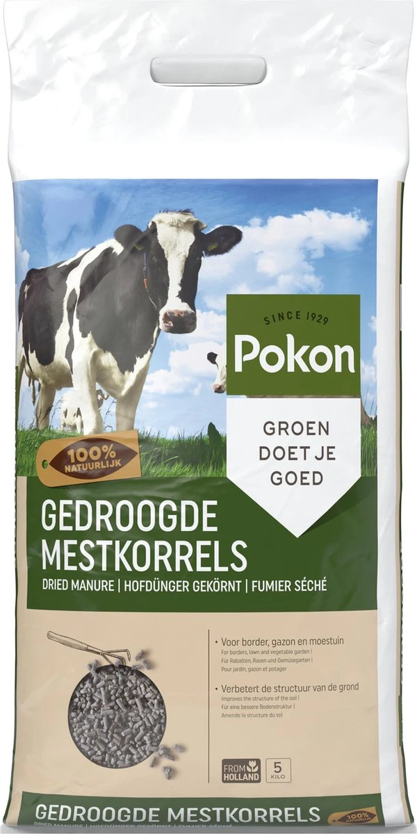 Pokon Gedroogde Mestkorrel - 5kg - Meststof - Geschikt Voor 10m2 Tot 40m2