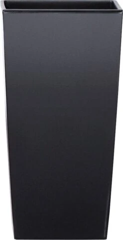 Prosperplast Kunststof Urbi Bloempot/plantenpot Met Binnenpot Antraciet 40 X 40 X 75 Cm - 37/91,5 Liter - Hoge Vierkante Bloempotten