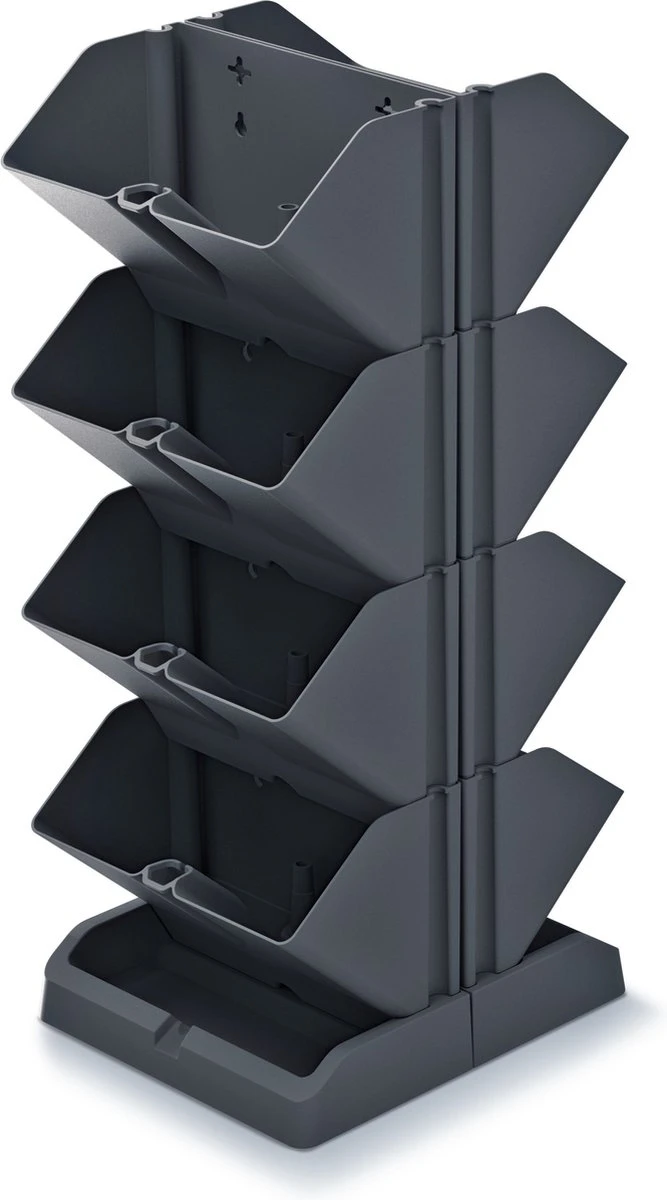 Prosperplast Verticale Kruidentuin Kunststof - Staand/hangend - Modulair - Antraciet Grijs - L 20 X B 11 X H 48 Cm - Incl. Kruidenschaar - Afbeelding 3