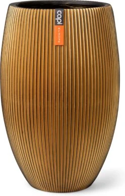 Capi Europe - Vaas Elegant Deluxe Groove XL - 40x61 - Goud - Bloempot Voor Binnen - Opening ⌀29 - GVGB1131