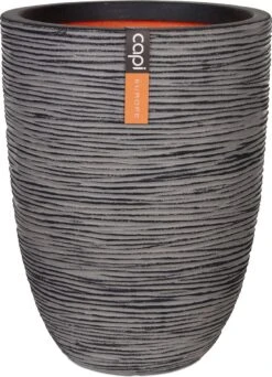 Capi Europe - Vaas Elegant Laag Rib NL - 36x47 - Antraciet - Voor Binnen En Buiten - KOFZ782