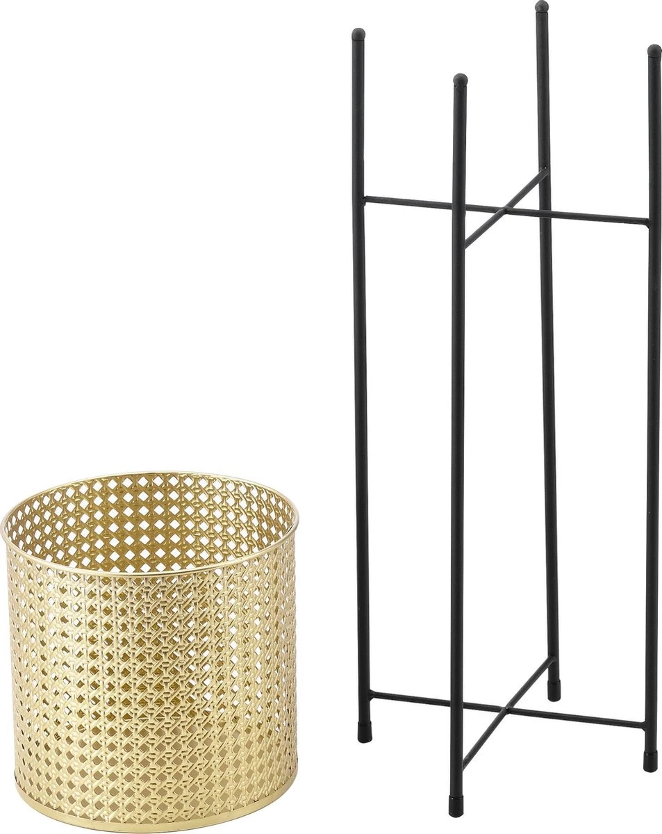 Bloempot Op Standaard Mol Set Van 2 Zwart En Goud - Afbeelding 4